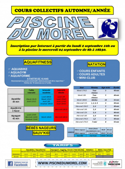 Inscriptions cours collectifs automne 2024